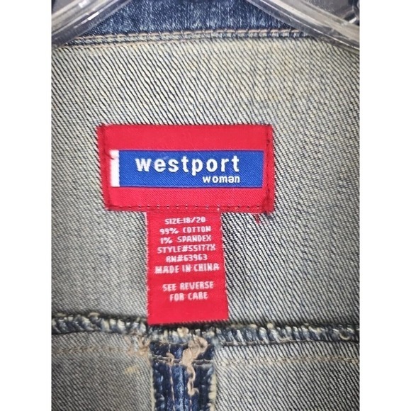Westport ~Woman Size 18/20~ Blue Denim Jean Trucker Jacket Metal Button Up. - Picture 2 of 12